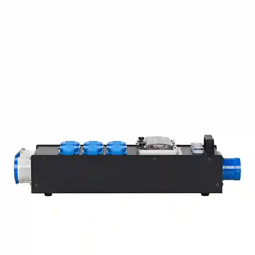 32A 3-Pin In/Out 6-Way 16A Waterproof European Power Distributor 240V 200A Copper-Plastic Housing